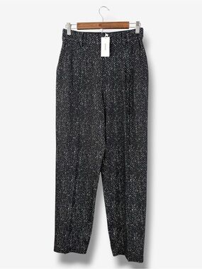 Spanx Ponte Knit Barrel Leg Pants Size S Black Herringbone Jacquard Stretch